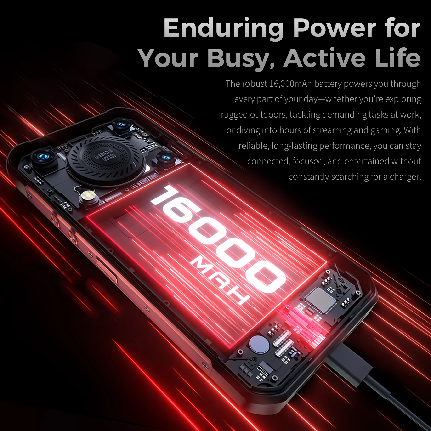 OUKITEL WP56 Outdoor Smartphone – 16000mAh Akku, 45W Schnellladen, 36GB+512GB Speicher, 6,8" FHD+ 120Hz Display, MTK7050, 108MP+32MP Kamera, Android 1 – Bild 3