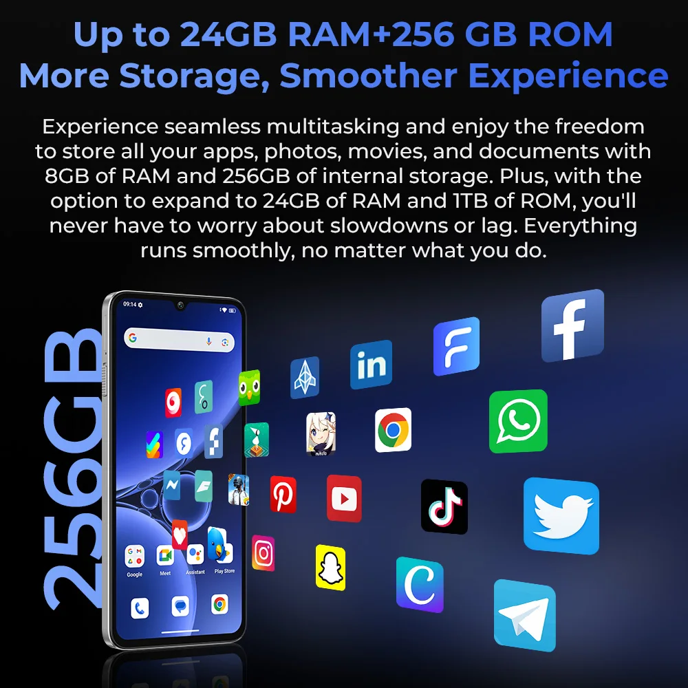 OUKITEL C59 PRO Smartphone – 10.000mAh Akku, 24GB RAM + 256GB Speicher, 6,88" HD Display, 90Hz, Android 15, Leistungsstarker Lautsprecher – Bild 6